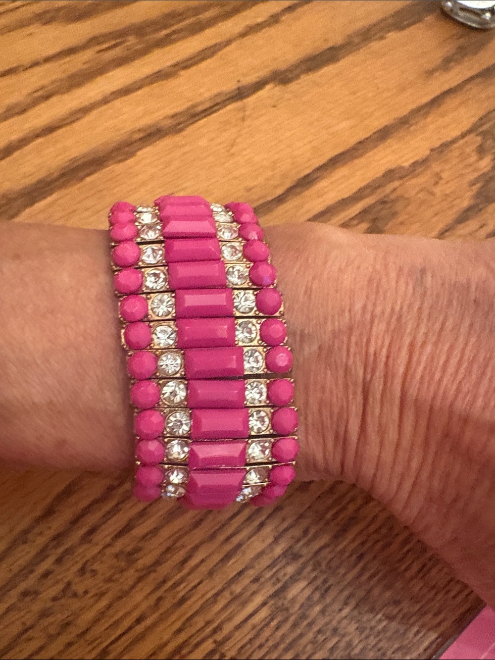 Pink Rhinestone Stretch Bracelet - Women Jewelry